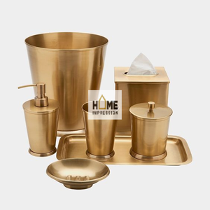 ชุดห้องน้ำสองชิ้น HOME IMPRESSION ผลิตจากโลหะรักษ์โลก ดีไซน์หรูหรา งานแฮนด์เมด ผิวทองเหลืองโบราณ ปรับแต่งสีและขนาดได้ - Product Image 4