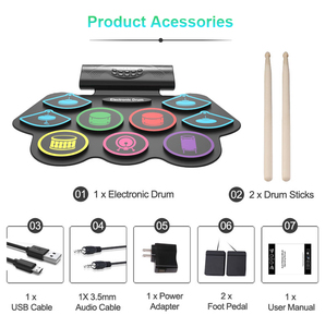 Silicone Có Thể Gập Lại Điện Trống Set E USB <span class=keywords><strong>Mini</strong></span> Practise Âm Nhạc Trống Bộ Trẻ Em Xách Tay Tay Cuộn lên Điện Tử Trống <span class=keywords><strong>Kit</strong></span> - Product Image 6