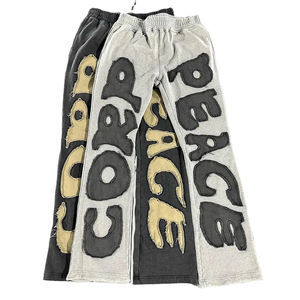 Pantalones Deportivos Personalizados con Bordado, Estilo Patchwork Desgastado, Sudadera con Capucha, Pantalones Deportivos para Hombre, Estilo Acampanado, Lavado Ácido, Trajes Deportivos, Muestra Gratis - Product Image 2