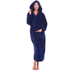 OEM yüksek kalite lüks pijama koyu mavi renk özel moda erkekler kadınlar için nefes rahat Unisex Kimono bornoz