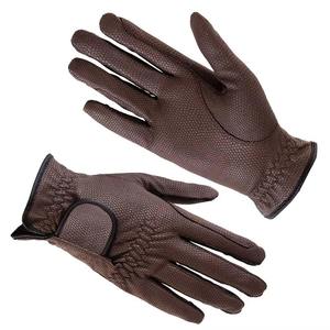 Gants d'équitation en cuir véritable pour homme, couleur unie, coupe classique, fermeture auto-agrippante, gants de grip équestre - Product Image 6