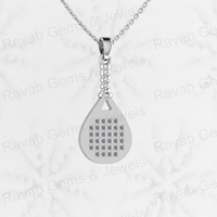 Collier pendentif en argent sterling 925 plaqué or avec charme de raquette de tennis en CZ, best-seller, 33 mm, pour femmes, hip-hop, fin