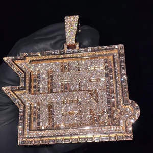 Joyería Hip Hop Personalizada al por Mayor, Colgante de Letra con Nombre Inicial, Chapado en Platino/Oro, con Incrustaciones de Moissanita, Plata 925, Unisex - Product Image 6