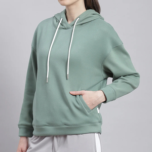 Sweats à capuche pour femmes tendance d'hiver, en molleton de haute qualité, logo sur le devant, décontractés, 100% coton, vente en gros, confortables - Product Image 3