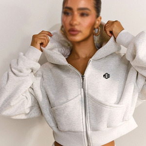 Sudaderas con Capucha Personalizadas OEM con Cierre Doble Deslizante para Mujer, Sudadera de Forro Polar al por Mayor con Etiqueta Privada OEM, Sudaderas Personalizadas de Estilo Urbano - Product Image 2