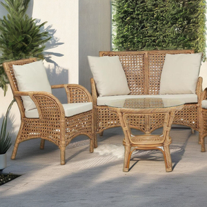 CORDELLA TWISTED Modular Rattan <b>Sofa</b> Armchair Set-Asian <b>Antique</b> Comfortable Outdoor Villa Apartment Home Office Living Room - Product Image 3