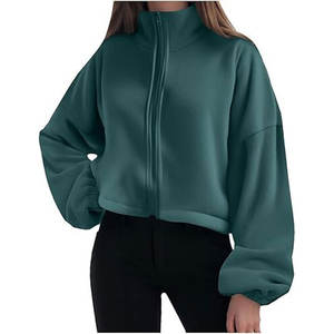 Sudadera con capucha de cuello alto de lana de la mejor calidad, ropa de calle, cuarto de cremallera, cuello levantado, sudadera holgada de gran tamaño para mujer - Product Image 1