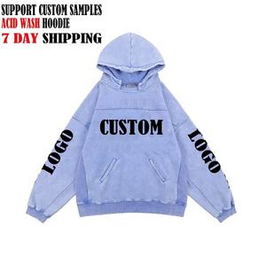 Sudadera con Capucha Unisex Personalizada, Lavada al Ácido, de Manga Larga, con Forro Polar, Diseño Sólido, Logotipo Frontal, Ecológica, de Secado Rápido, Transpirable, con Bolsillo - Product Image 2