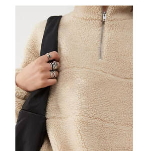 Haut court à col montant unisexe en polaire sherpa douce, avec logo de marque privée, fermeture éclair mi-longue, veste d'hiver de haute qualité 2026 - Product Image 2