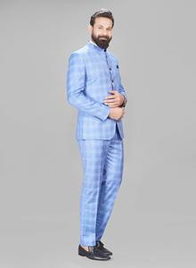 Ropa Formal básica con cuello redondo para hombre, traje de poliéster de 2 piezas, ajuste Regular largo, antiarrugas, transpirable, atuendo Jodhpuri Scoot La - Product Image 4