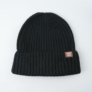 Gorro de punto unisex, cálido, suave y acogedor, forrado de lana, ajustable, elegante, para exteriores, para clima frío, uso casual. - Product Image 3