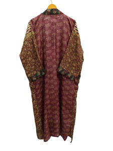 Peignoir de nuit en soie sari recyclée taille libre Robe longue, Kimono sari indien vintage en soie recyclée imprimé floral, - Product Image 5