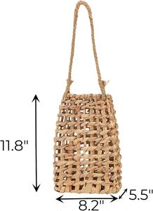 Cesta de flores de pared colgante de jacinto de agua, cesta de puerta delantera tejida decoración de pared cesta de almacenamiento de decoración Bohemia para el hogar, jardín - Product Image 3