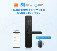 Serrure de porte intelligente WiFi Tuya 2026 avec poignée biométrique à empreinte digitale et écran OLED, design barre, pour la sécurité des maisons et appartements