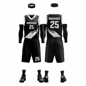 Nouveaux ensembles d'uniformes de basket-ball unisexes sans manches avec shorts et gilets en maille imprimés, personnalisables, tissu de haute qualité - Product Image 3
