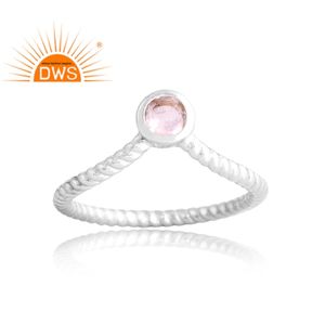 Dernière vente 925 argent Sterling naturel Rose Quartz pierres précieuses bague bijoux pour femmes cadeau pour elle - Product Image 1