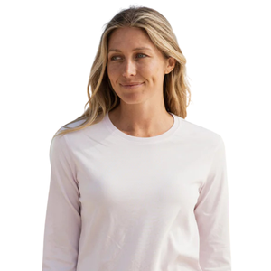 Camiseta de Manga Larga con Cuello Redondo para Mujer, Color Rosa Claro, 100% Algodón Orgánico de Lujo, Preencogido, Certificado GOTS, Ajuste Clásico, Suave y Premium - Product Image 4