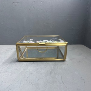 Jewelry <b>Box</b> Organizer Decorative <b>Storage</b> <b>Box</b> Brass Finish Printed Design Metal <b>Material</b> Artisan Design B354 for Rings Necklaces - Product Image 3