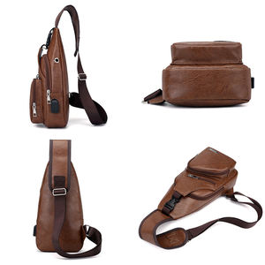 Nouvelle mode coréenne sac de poitrine unisexe en plein air en cuir PU porte-documents à bandoulière unique rayé Portable charge hommes sac à bandoulière - Product Image 6