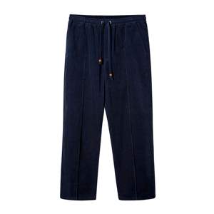 Anti-wrinkle Man <b>Trouser</b> Plain Dyed <b>Elastic</b>-<b>waist</b> Navy Pants <b>With</b>, Zippered Side Pocket, Crafted From Plush 100% Cotton - Product Image 1