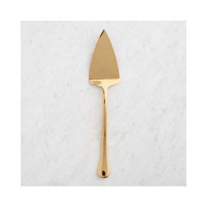 ชุดเซิร์ฟเวอร์สแตนเลสสำหรับทำเค้กแต่งงาน,มีดอกไม้นูนสวยงามของหวานสีทองอ่อนที่จับโลหะ - Product Image 2