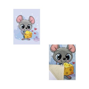 Couverture italienne de haute qualité faite à la main avec pois naturels et motif animal et dessin animé Mickey Mouse - Product Image 1