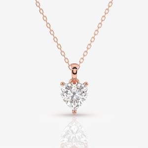 Pendentif en or 9 carats avec diamant moissanite taille cœur, design solitaire élégant pour femmes et hommes - Product Image 5