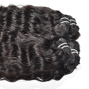 Extensiones de cabello humano de doble trama, manojos de cutícula natural virgen ondulada, fabricantes indios al por mayor - Product Image 5