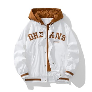 แจ็กเก็ตหนังปักลายสำหรับผู้ชายเสื้อแจ็กเก็ตเลตเทอร์แมนแขนยาวมีโลโก้ตามสั่ง - Product Image 4