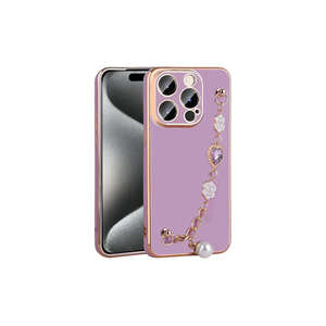 Funda de Silicona Netzy SAFA para iPhone 15 Pro 14 Plus XR - Morada con Correa de Mano y Protección de Cámara, Estilo INS - Product Image 1