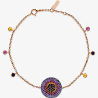 Pulsera de Cadena de Discos de Oro Sólido de 14K y 18K con Zafiros Multicolores Certificados Libres de Níquel, Regalo Perfecto para Aniversario de Bodas