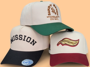 Mũ lưỡi trai 5 tấm khung A 100% cotton tùy chỉnh, thêu logo màu xanh lá, mũ bóng chày khung A, mũ thể thao nam, mũ khung A - Product Image 1