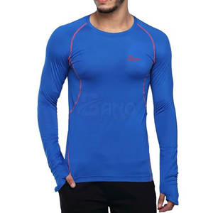 Camisas de fitness más vendidas para adultos Camisas de fitness de punto de moda Patrón sólido Manga larga Hecho de algodón/fibra de bambú - Product Image 1
