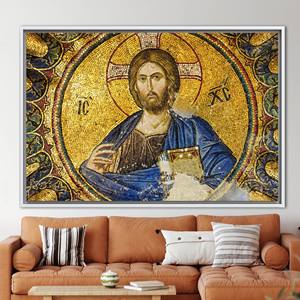 Toile imprimée : élégante affiche murale africaine en mosaïque de Jésus-Christ, 1P : encadrée de blanc - Product Image 1