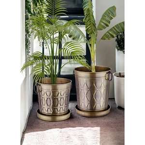 กระถางดอกไม้ปริซึมขนาด37x31x46ซม. ชุบทองสำหรับสวนหรือบ้านของคุณ - Product Image 2