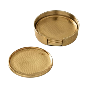 Unique Style Metal Coaster Round Shape Gold Finished for Home and Hotel Tabletop Tea and Coffee Cup Serving Coasters - Product Image 5