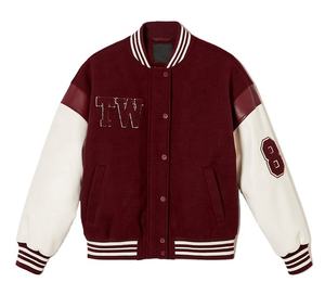 Veste de baseball personnalisée avec manches en cuir, vestes universitaires pour femmes, veste de baseball en laine d'hiver - Product Image 1