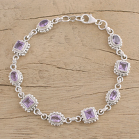 Harga Pabrik Gelang Perak 925 Sterling Amethyst Buatan Tangan Boho Elegan Kristen Unisex Bebas Nikel Bebas Timbal Perhiasan Hadiah