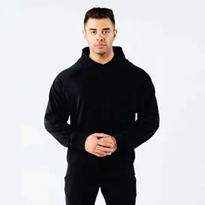 Hot Sale High Quality Custom Logo Cotton French Terry Oversize Hoodie Thick Fleece Drop Shoulder Plain Blank Custom Men Hoodies