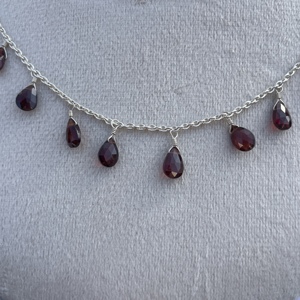 ลูกแพร์โกเมนสีแดงธรรมชาติ8มม. ลูกปัดลูกประคำสร้อยคอ925เงินสเตอร์ลิงโบฮีเมียนวิคตอเรียเครื่องประดับลูกปัดจริง - Product Image 3