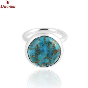 Anillo de piedras preciosas de nuevo diseño de moda personalizada anillo teñido de turquesa de plata esterlina 925 - Product Image 3