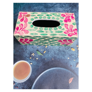 Caja de pañuelos de madera con incrustaciones de nácar, soporte para pañuelos de madera con incrustaciones de nácar para decoración de mesita de noche, hecho en Vietnam - Product Image 4