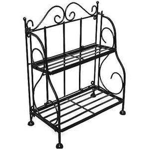 Organisateur d'armoire d'angle à trois niveaux à motif animal fait à la main manteau de poudre noire moderne Sculptures de porte-épices en métal fini - Product Image 1