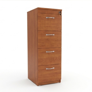 Modern White MDF 4-Drawer File <b>Cabinet</b> <b>Lockable</b> Freestanding Office <b>Storage</b> Home Office Commercial Use Minimalist Design - Product Image 3