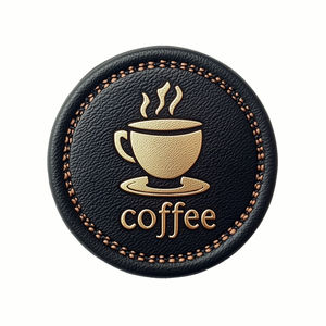 ที่รองแก้วหนัง PU สลักลายนูนปั๊มทองโลโก้แบรนด์กาแฟของขวัญคุณภาพสูง - Product Image 1