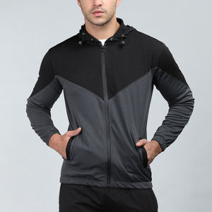 Nuevo estilo logotipo personalizado hombres deportes de invierno Color bloqueado a prueba de viento al aire libre correr con capucha chándales rompevientos para hombres - Product Image 6