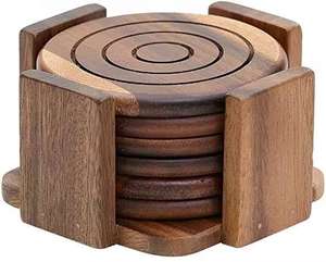 Posavasos de madera simple de Acacia con soporte, posavasos de madera, artesanía, decoración del hogar, posavasos sólido a precio barato - Product Image 2