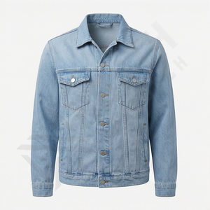 Chaqueta Vaquera para Hombre, Cuello Alto, Bolsillos Laterales, Logotipo Personalizado, Manga Larga, Superventas, Moda Casual, Colección de Prendas Exteriores - Product Image 1