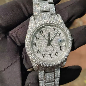 Reloj personalizado de acero inoxidable con esfera de 41mm para hombre, reloj automático con pavé completo, indicador de fecha, moissanita iculada de lujo, Hip Hop, 20mm - Product Image 1