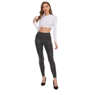 Venta al por mayor de ropa de moda 2024, pantalones de cuero para mujer, recién llegados, pantalones de cuero negro para mujer, alta calidad - Product Image 2